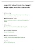 WGU D775 INTRO TO BUSINESS FINANCE&NewLine;EXAM SCRIPT WITH VERIFIED ANSWERS&NewLine;