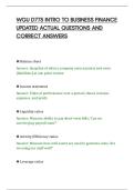 WGU D775 INTRO TO BUSINESS FINANCE&NewLine;UPDATED ACTUAL QUESTIONS AND&NewLine;CORRECT ANSWERS