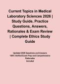 Current Topics in Medical Laboratory Sciences 2026 &vert; Study Guide&comma; Practice Questions&comma; Answers&comma; Rationales & Exam Review