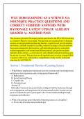 WGU D186 LEARNING AS A SCIENCE OA &NewLine;300 UNIQUE PRACTICE QUESTIONS AND &NewLine;CORRECT VERIFIED ANSWERS WITH &NewLine;RATIONALE LATEST UPDATE ALREADY &NewLine;GRADED A&plus; ASSURED PASS