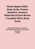 Dental Hygiene 2026 &vert; Study Guide&comma; Practice Questions&comma; Answers&comma; Rationales & Exam Review