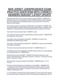 NEW JERSEY JURISPRUDENCE EXAM&NewLine;PRACTICE QUESTIONS WITH CORRECT&NewLine;ANSWERS 2026&sol;2027 LATEST UPDATE