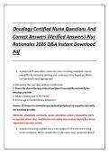 Oncology Certified Nurse Questions And &NewLine;Correct Answers &lpar;Verified Answers&rpar; Plus &NewLine;Rationales 2026 Q&A Instant Download &NewLine;Pdf 