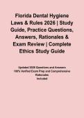 Florida Dental Hygiene Laws & Rules 2026 &vert; Study Guide&comma; Practice Questions&comma; Answers&comma; Rationales & Exam Review