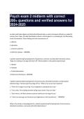 Psych exam 2 midterm with correct&NewLine;200&plus; questions and verified answers for &NewLine;2024-2025