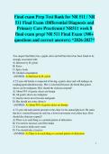 Final exam Prep Test Bank for NR 511 &sol; NR 511 Final Exam &lpar;Differential Diagnosis and Primary Care Practicum&rpar;&sol; NR511 week 8 final exam prep&sol; NR 511 Final Exam &lpar;300&plus; questions and correct answers&rpar; &ast;2026-2027&ast;