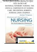 Maternal-Newborn Nursing&colon; The Critical Components of Nursing Care&comma; 3rd Edition&comma; Roberta Durham & Linda Chapman &mdash; Test Bank and Practice Questions &vert; All Chapters 