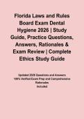 Florida Laws and Rules Board Exam Dental Hygiene 2026 &vert; Study Guide&comma; Practice Questions&comma; Answers&comma; Rationales & Exam Review&NewLine;&NewLine;