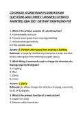 COLORADO JOURNEYMAN PLUMBER EXAM &ndash; QUESTIONS AND CORRECT ANSWERS &vert; PRACTICE TEST & STUDY GUIDE
