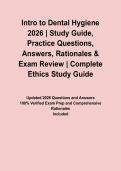 Intro to Dental Hygiene 2026 &vert; Study Guide&comma; Practice Questions&comma; Answers&comma; Rationales & Exam Review&NewLine;&NewLine;