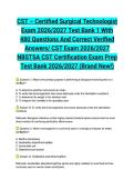 CST &ndash; Certified Surgical Technologist Exam 2026&sol;2027 Test Bank 1 With 480 Questions And Correct Verified Answers&sol; CST Exam 2026&sol;2027 NBSTSA CST Certification Exam Prep Test Bank 2026&sol;2027 &lpar;Brand New&excl;&rpar;&NewLine;