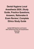 Dental Hygiene Local Anesthesia 2026 &vert; Study Guide&comma; Practice Questions&comma; Answers&comma; Rationales & Exam Review