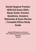 Dental Hygiene Practice HESI Exit Exam 2026 &vert; Study Guide&comma; Practice Questions&comma; Answers&comma; Rationales & Exam Review