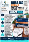 West Coast NURS 480 Exam 1 &vert; Advanced Med-Surg Nursing &lpar;2026&sol;2027&rpar; &vert; A&plus; Guarantee