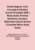 Dental Hygiene&colon; Core Concepts & Infection Control Principles 2026 &vert; Study Guide&comma; Practice Questions&comma; Answers&comma; Rationales & Exam Review&NewLine;&NewLine;