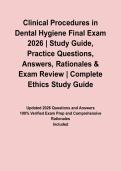 Clinical Procedures in Dental Hygiene Final Exam 2026 &vert; Study Guide&comma; Practice Questions&comma; Answers&comma; Rationales & Exam Review