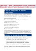 NR302 Week 1 Health Assessment Exam Review &vert; Key Concepts & Immediate Actions &vert; Practice Questions & Verified Answers