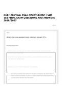 NUR 158 FINAL EXAM STUDY GUIDE &vert; NUR 158 FINAL EXAM QUESTIONS AND ANSWERS 2026&sol;2027