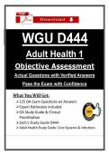Pass D444 Objective Assessment Exam &lpar;2026&rpar; &ndash; WGU Adult Health I OA Actual Questions & Study Guides &vert; Guarantee Pass