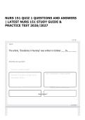 &NewLine;NURS 151 QUIZ 1 QUESTIONS AND ANSWERS &vert; LATEST NURS 151 STUDY GUIDE & PRACTICE TEST 2026&sol;2027&NewLine;