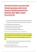 Tennessee Business and Law Exam &NewLine;Practice Questions And Correct &NewLine;Answers &lpar;Verified Answers&rpar; Plus &NewLine;Rationale 2027 Q&A&vert; Instant &NewLine;Download Pdf