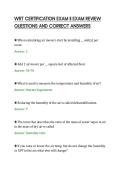 WRT CERTIFICATION EXAM II EXAM REVIEW&NewLine;QUESTIONS AND CORRECT ANSWERS
