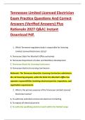 Tennessee Limited Licensed Electrician &NewLine;Exam Practice Questions And Correct &NewLine;Answers &lpar;Verified Answers&rpar; Plus &NewLine;Rationale 2027 Q&A&vert; Instant &NewLine;Download Pdf