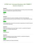 LETRS Unit 1 Assessment Questions with CORRECT&NewLine;Answers &lpar;Grade A&plus;&rpar;
