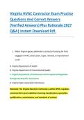 Bundle for Virginia HVAC Contractor Exam Practice Questions And Correct Answers &lpar;Verified Answers&rpar; Plus Rationale 2027 Q&A&vert; Instant Download Pdf&period;