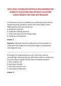 NATE HVAC TECHNICIAN CERTIFICATION EXAMINATION &NewLine;COMPLETE QUESTIONS AND DETAILED SOLUTIONS &NewLine;LATEST UPDATE THIS YEAR JUST RELEASED