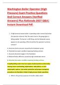 Washington Boiler Operator &lpar;High &NewLine;Pressure&rpar; Exam Practice Questions &NewLine;And Correct Answers &lpar;Verified &NewLine;Answers&rpar; Plus Rationale 2027 Q&A&vert; &NewLine;Instant Download Pdf