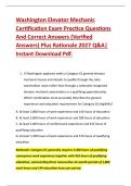 Washington Elevator Mechanic &NewLine;Certification Exam Practice Questions &NewLine;And Correct Answers &lpar;Verified &NewLine;Answers&rpar; Plus Rationale 2027 Q&A&vert; &NewLine;Instant Download Pdf
