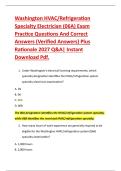 Washington HVAC&sol;Refrigeration &NewLine;Specialty Electrician &lpar;06A&rpar; Exam &NewLine;Practice Questions And Correct &NewLine;Answers &lpar;Verified Answers&rpar; Plus &NewLine;Rationale 2027 Q&A&vert; Instant &NewLine;Download Pdf