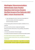 Washington Telecommunications &NewLine;Administrator Exam Practice &NewLine;Questions And Correct Answers &NewLine;&lpar;Verified Answers&rpar; Plus Rationale 2027 &NewLine;Q&A&vert; Instant Download Pdf&period;