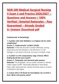 NUR 209 Medical-Surgical Nursing II Exam 2 and Practice 2026&sol;2027 &ndash; Questions and Answers &vert; 100&percnt; Verified &vert; Detailed Rationales &ndash; Pass Guaranteed &ndash; Already Graded A&plus;&vert;Instant Download pdf