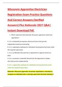 Wisconsin Apprentice Electrician &NewLine;Registration Exam Practice Questions &NewLine;And Correct Answers &lpar;Verified &NewLine;Answers&rpar; Plus Rationale 2027 Q&A&vert; &NewLine;Instant Download Pdf