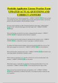 Pesticide Applicator License Practice Exam &NewLine;UPDATED ACTUAL QUESTIONS AND &NewLine;CORRECT ANSWERS