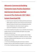 Wisconsin Commercial Building &NewLine;Contractor Exam Practice Questions &NewLine;And Correct Answers &lpar;Verified &NewLine;Answers&rpar; Plus Rationale 2027 Q&A&vert; &NewLine;Instant Download Pdf
