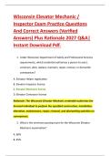 Wisconsin Elevator Mechanic &sol; &NewLine;Inspector Exam Practice Questions &NewLine;And Correct Answers &lpar;Verified &NewLine;Answers&rpar; Plus Rationale 2027 Q&A&vert; &NewLine;Instant Download Pdf&period;
