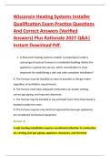 Wisconsin Heating Systems Installer &NewLine;Qualification Exam Practice Questions &NewLine;And Correct Answers &lpar;Verified &NewLine;Answers&rpar; Plus Rationale 2027 Q&A&vert; &NewLine;Instant Download Pdf&period;