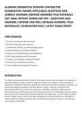 ALABAMA RESIDENTIAL ROOFING CONTRACTOR&NewLine;EXAMINATION &lpar;WHERE APPLICABLE&rpar; QUESTIONS AND&NewLine;CORRECT ANSWERS &lpar;VERIFIED ANSWERS&rpar; PLUS RATIONALE&NewLine;2027 Q&A&vert; INSTANT DOWNLOAD PDF &ndash; QUESTIONS AND&NewLine;ANSWERS &vert; VERIFIED AND WELL DETAILED ANSWERS &vert; PLUS&NewLine;RATIONALES &vert; GUAR