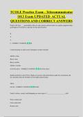 TCOLE Practice Exam - Telecommunicator &NewLine;1013 Exam UPDATED  ACTUAL &NewLine;QUESTIONS AND CORRECT ANSWERS