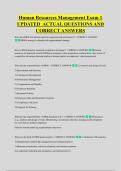 Human Resources Management Exam 1 &NewLine;UPDATED  ACTUAL QUESTIONS AND &NewLine;CORRECT ANSWERS