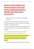 Wisconsin HVAC Qualifier Exam &NewLine;Practice Questions And Correct &NewLine;Answers &lpar;Verified Answers&rpar; Plus &NewLine;Rationale 2027 Q&A&vert; Instant &NewLine;Download Pdf
