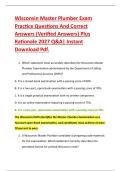Wisconsin Master Plumber Exam &NewLine;Practice Questions And Correct &NewLine;Answers &lpar;Verified Answers&rpar; Plus &NewLine;Rationale 2027 Q&A&vert; Instant &NewLine;Download Pdf