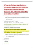 Wisconsin Refrigeration Systems &NewLine;Contractor Exam Practice Questions &NewLine;And Correct Answers &lpar;Verified &NewLine;Answers&rpar; Plus Rationale 2027 Q&A&vert; &NewLine;Instant Download Pdf&period;
