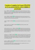 Caregiver Complete Set Exam UPDATED &NewLine;ACTUAL QUESTIONS AND CORRECT &NewLine;ANSWERS