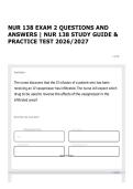 NUR 138 EXAM 2 QUESTIONS AND ANSWERS &vert; NUR 138 STUDY GUIDE & PRACTICE TEST 2026&sol;2027