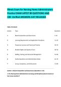 Illinois Exam for Nursing Home Administrators &NewLine;Practice EXAM LATEST 80 QUESTIONS AND &NewLine;100- Verified ANSWERS JUST RELEASED