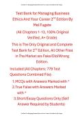 Test Bank For Managing Business Ethics&colon; And Your Career&comma; 2nd Edition By Mel Fugate &lpar;All Chapters 1-13&comma; 100&percnt; Original Verified&comma; A&plus; Grade&rpar;